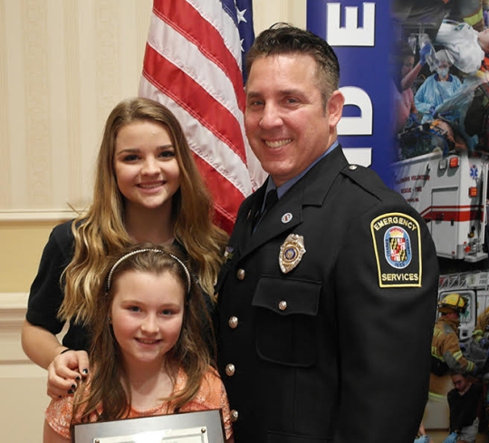 Donald Giampetroni with his daughters, Isabella Giampetroni and Jenna Leitzel. (Photo courtesy Charles Co. Gov.)